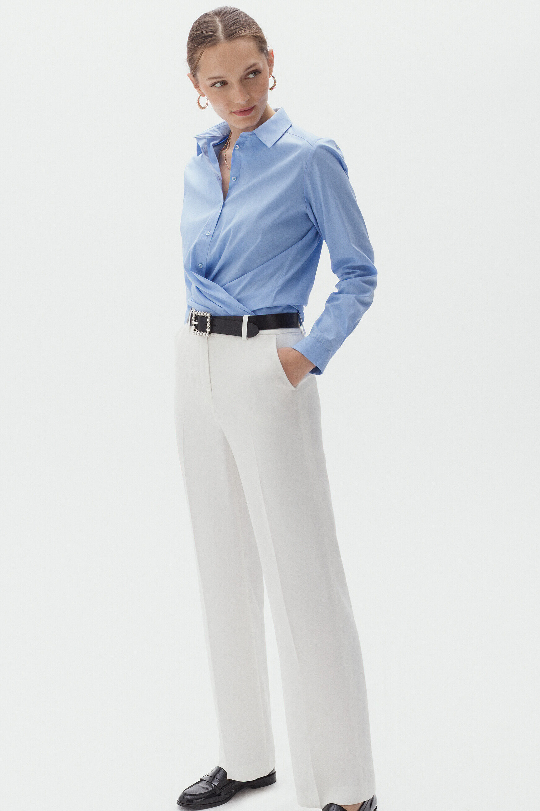 pantalon gaby ecru femme