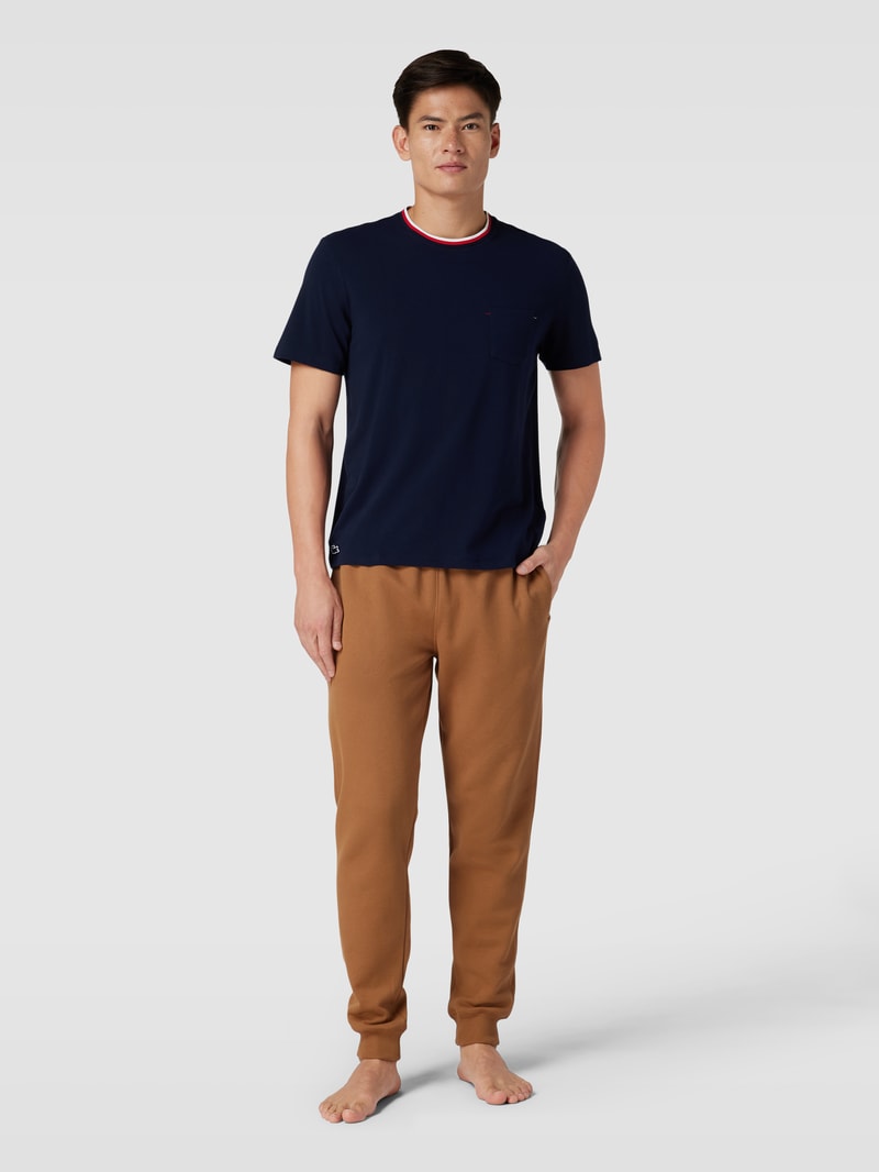 T-Shirt mit Kontraststreifen Modell 'FRENCH FLAG' in marineblau