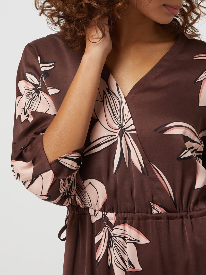 Midikleid in Wickel-Optik in haselnuss braun