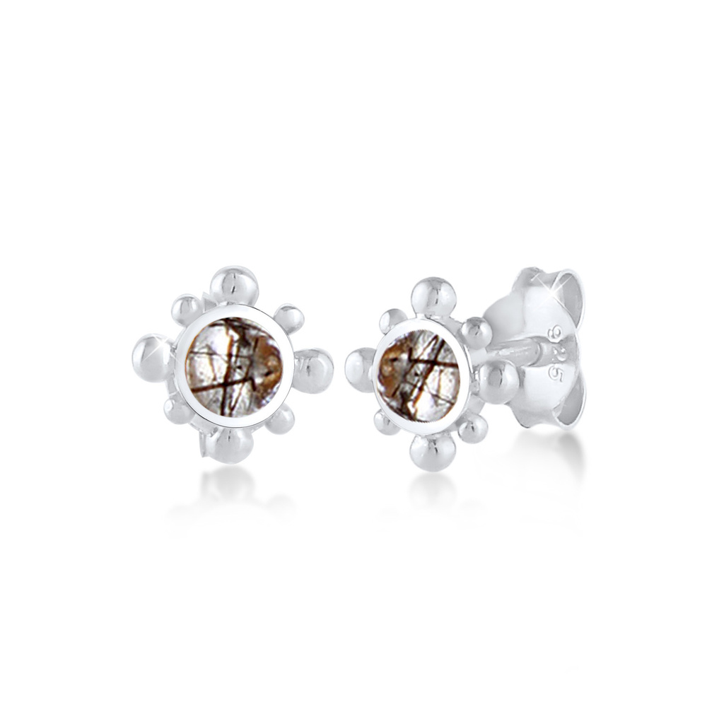 Elli Elli Boucles d'Oreilles Look Vintage pour dames avec pierre de quartz Tourmaline  Boucles d'oreilles