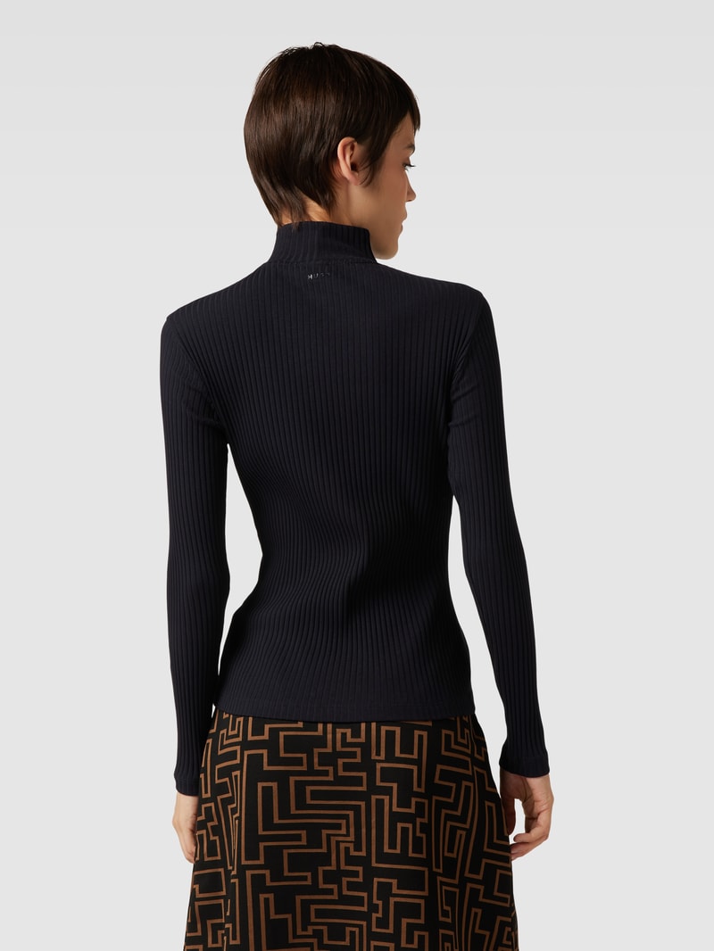 Longsleeve mit Stehkragen Modell 'Driza' in schwarz