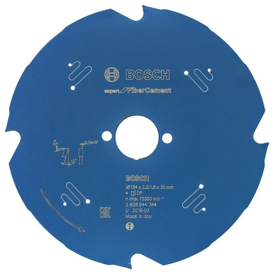 Bosch Blue Accessories 2608644344 Sirkelsagblad i hardmetall Expert for fibersement 184 x 30 x 4T
