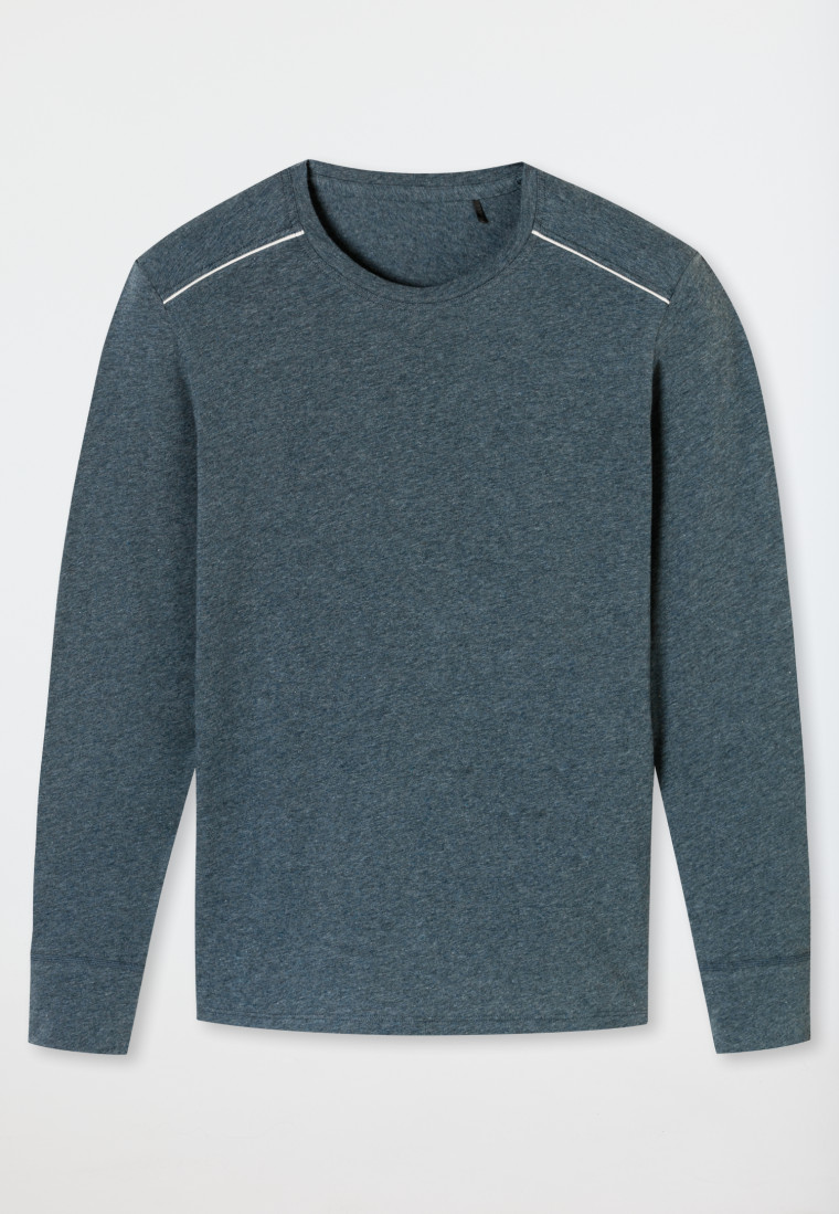 Shirt langarm blau meliert - Comfort Fit