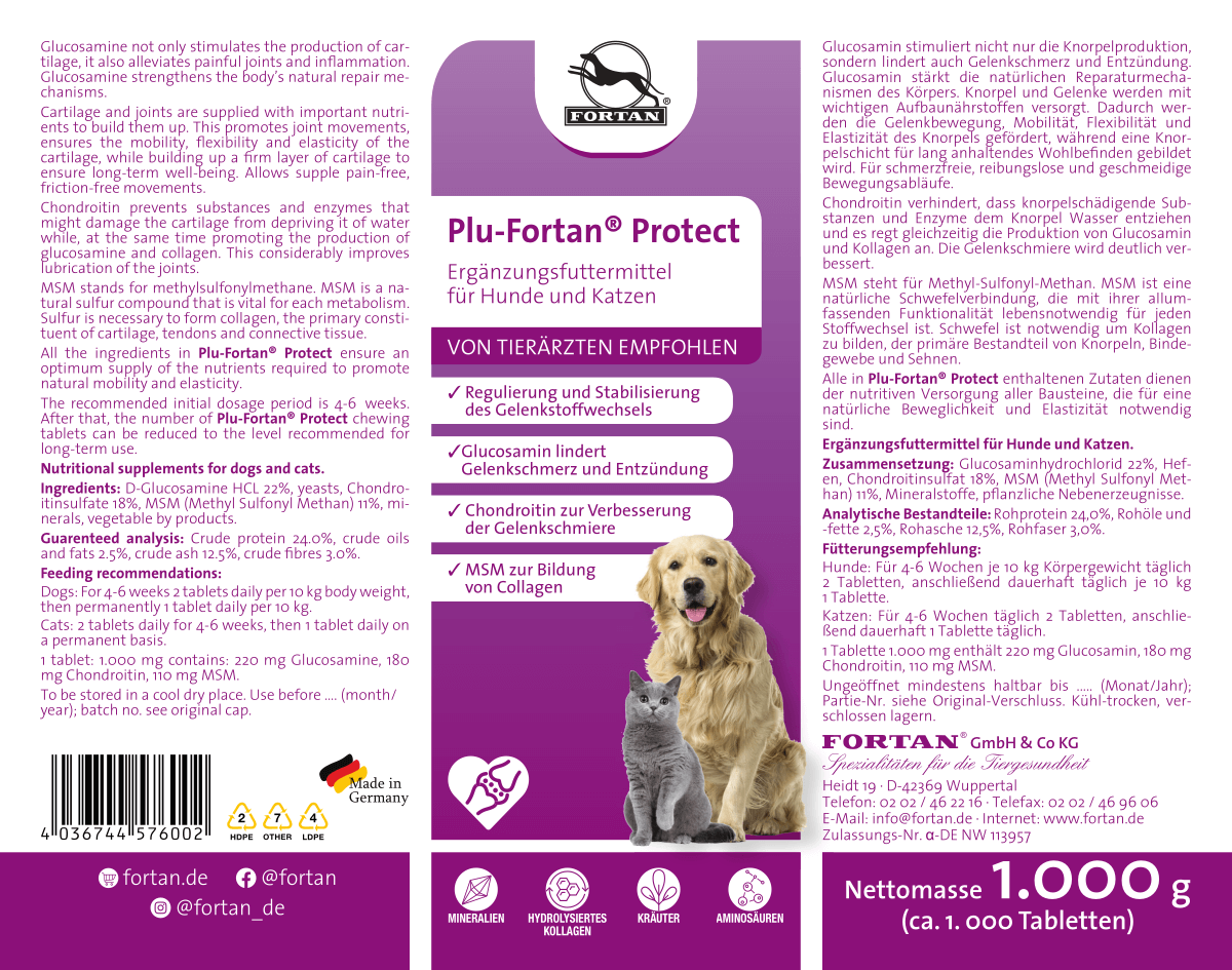 Fortan Ergänzungsfutter & Aufzucht Fortan Plu-Fortan Protect Tabletten mit MSM 1 kg