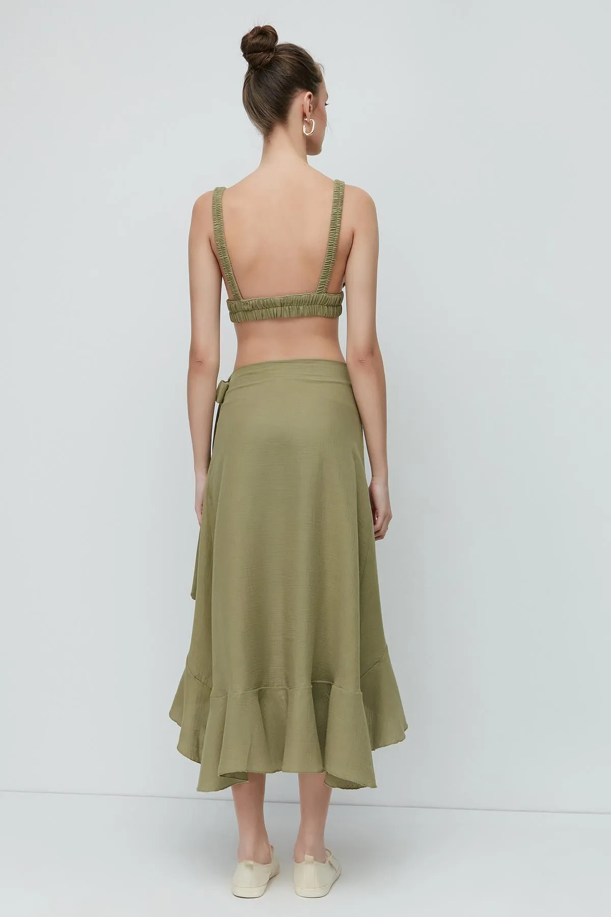 C&City  Bralette-Rock-Set aus Bio-Baumwoll-Musselin 9126 Khaki