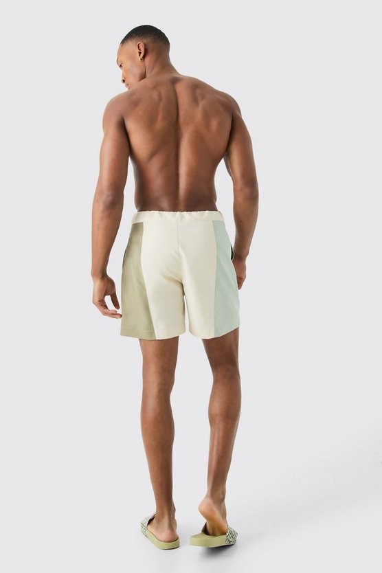 Mittellange smarte Colorblock Badehose