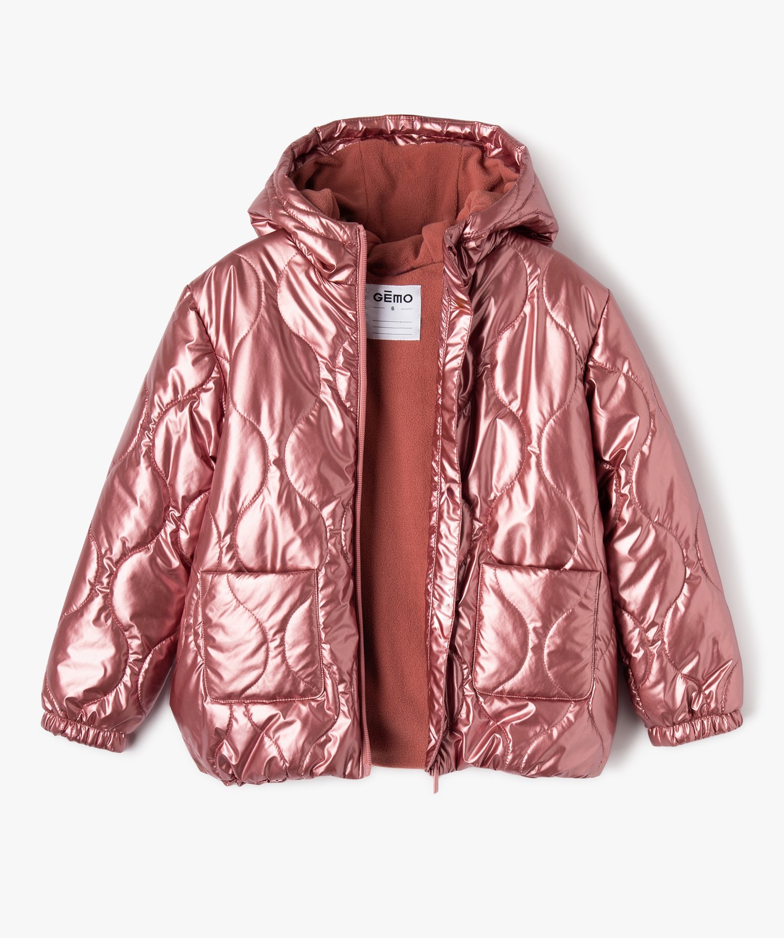 Blouson matelassé à capuche fille rose | GEMO