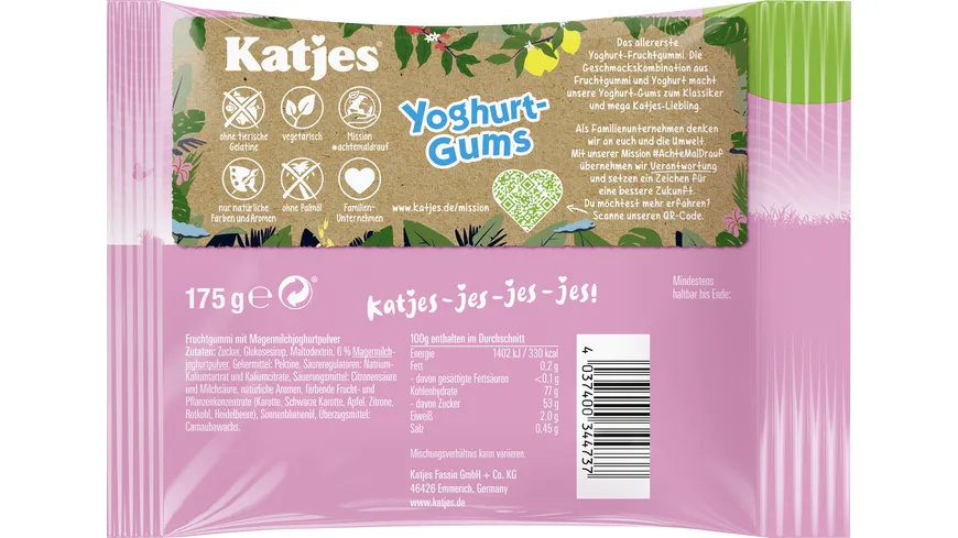 Katjes Yoghurt-Gums veggie 175 g