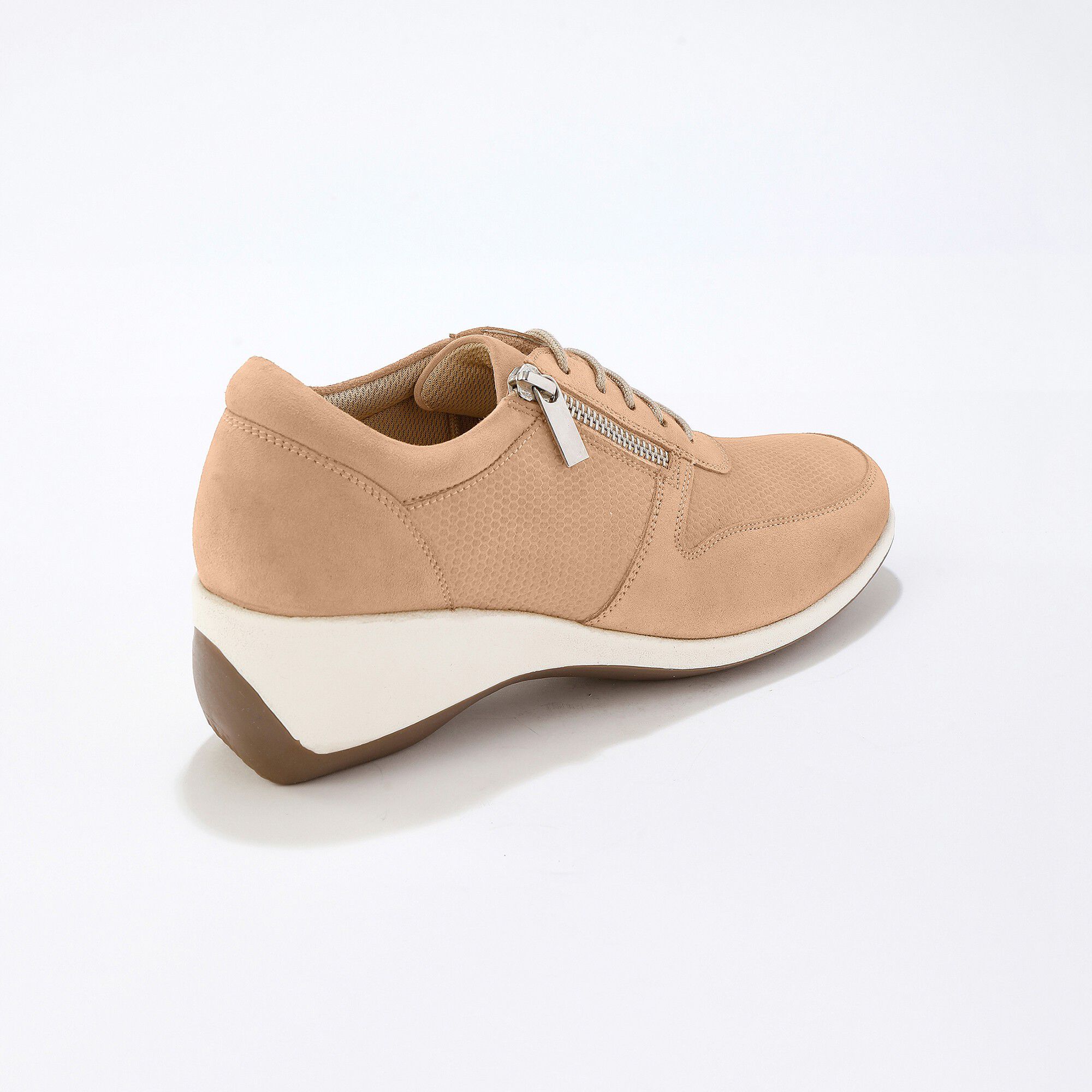 Baskets zippées compensées en cuir femme
