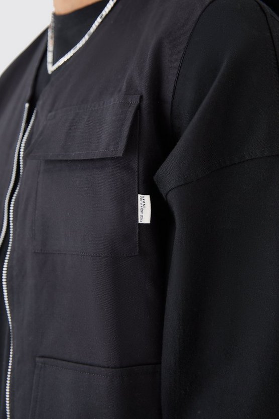 Schwarz Twill Utility-Tanktop