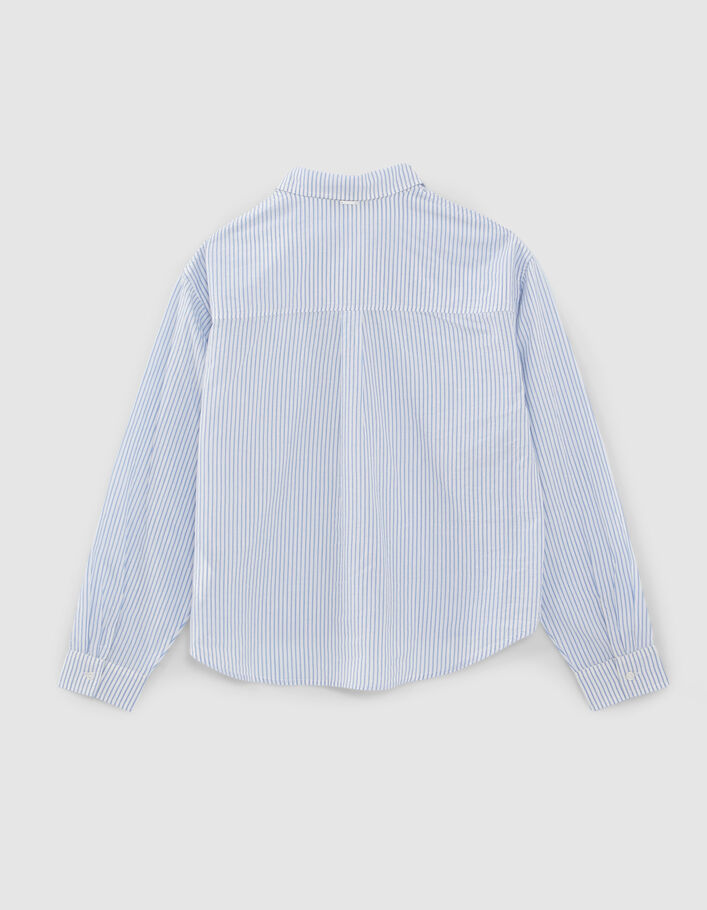 Chemise blanc cassé à rayures bleues fille