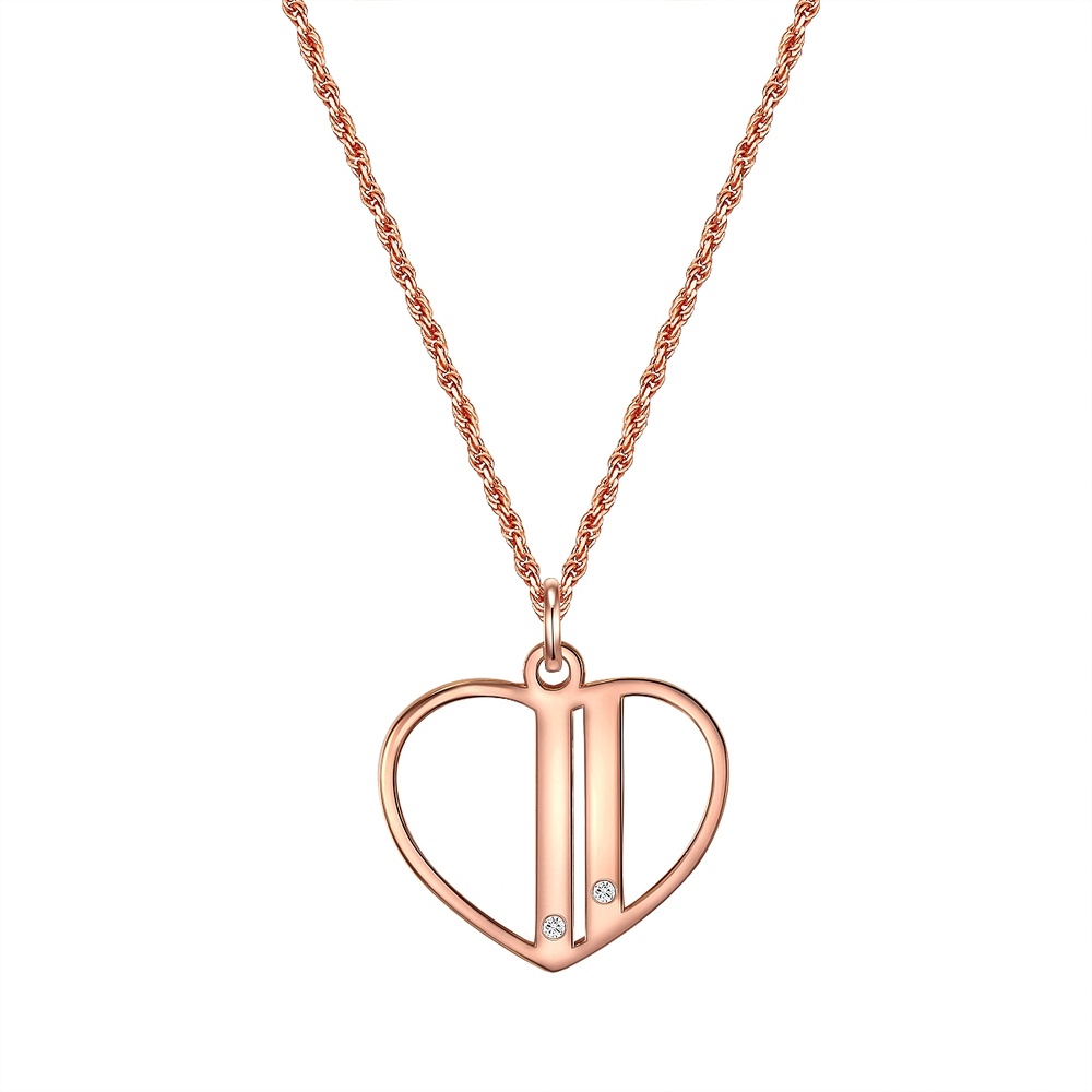 Glanzstücke München Collier en argent Coeur Argent sterling Oxyde de zirconium (CZ) en Or rose collier
