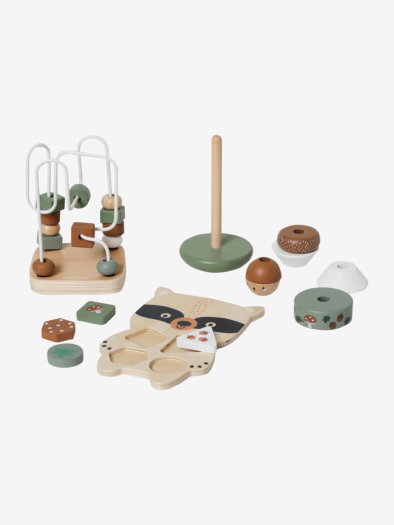 Coffret 3 jeux d'éveil GREEN FOREST en bois FSC® multicolore