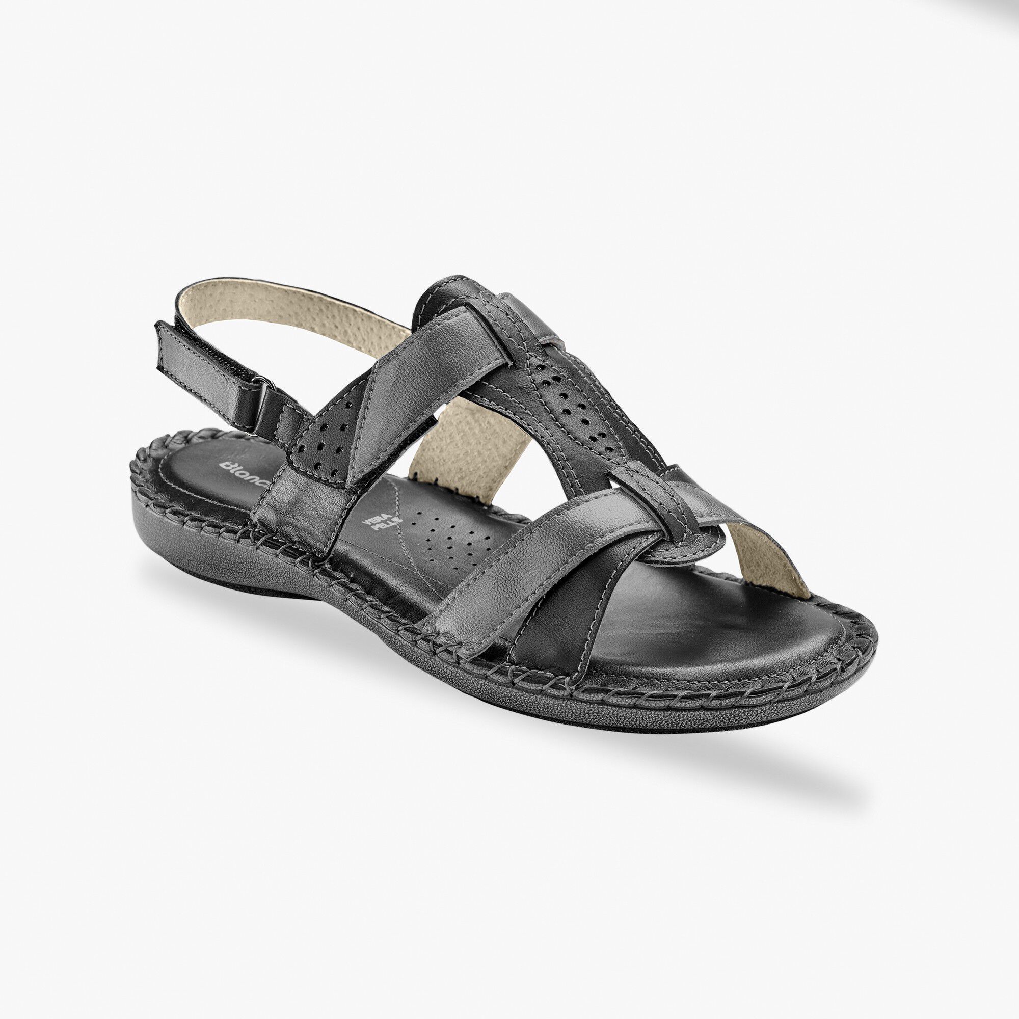 Sandales bicolores en cuir extra souple