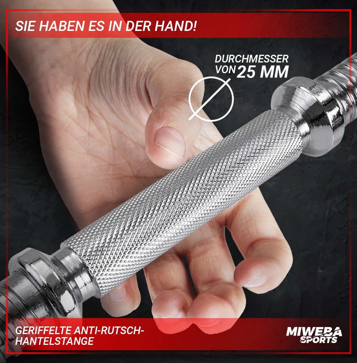 Miweba Sports Hantel-Set Profi Hantel Set MKH120 inkl. Transportkoffer - 20 kg, (Sternverschlüsse - Hantelstangen - Gusseisen & Stahl - rutschfest - Muskelaufbau - Sport - Workout, 2 x 10 kg, 12 Hantelscheiben), 19 teilig - Fitness Training Krafttrai