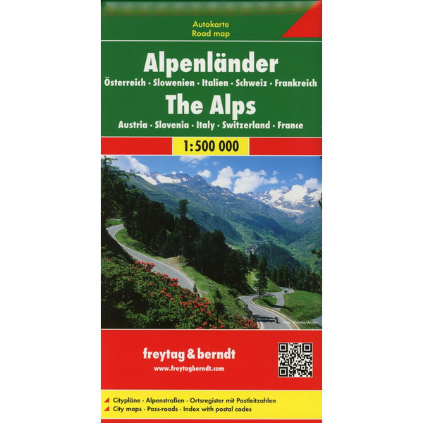 Alpenländer - Österreich - Slowenien - Italien - Schweiz - Frankreich, Autokarte 1:500.000 - Straßenkarte