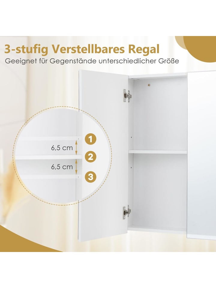COSTWAY Spiegelschrank Bad in Weiß günstig kaufen onesize