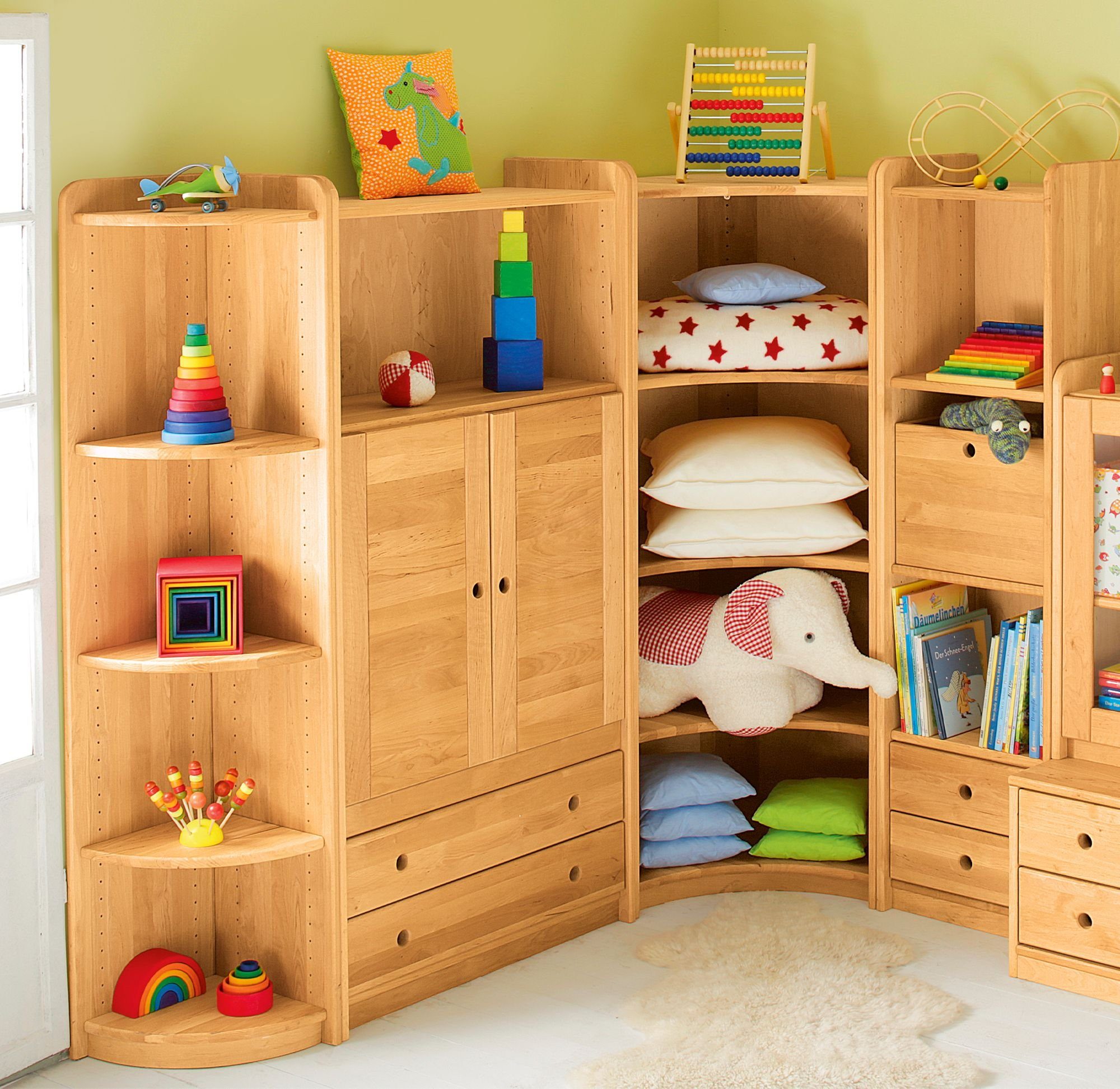BioKinder - Das gesunde Kinderzimmer Eckregal Lara, Ecklösung 160 cm mit 3 Einlegeböden
