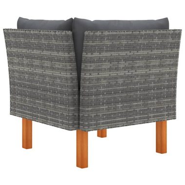 vidaXL Loungesofa 3-tlg. Garten-Lounge-Set Poly Rattan und Eukalyptus Massivholz, 1 Teile