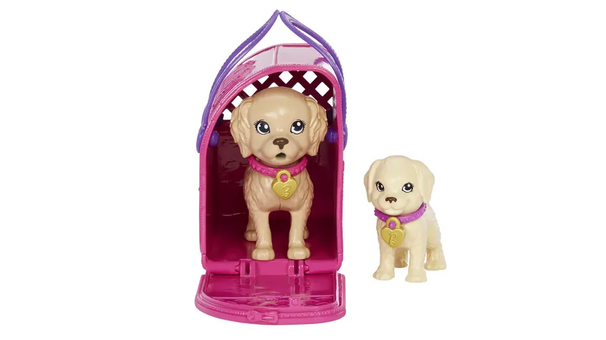 Barbie Hunde-Adoption Puppe (brünett), Spielset mit Zubehör