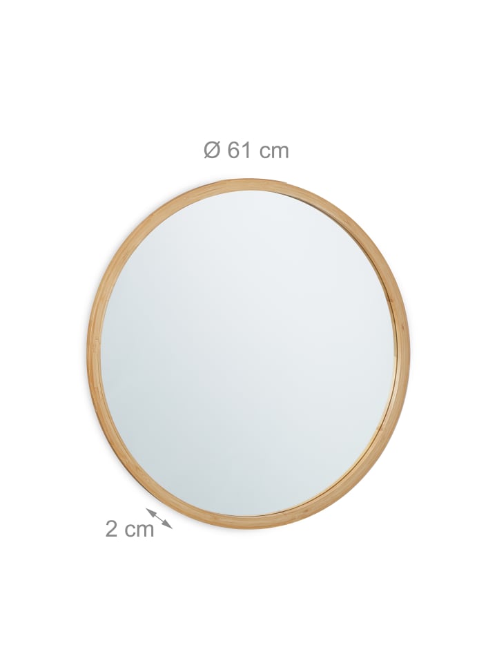 relaxdays Wandspiegel in Natur - Ø 61 cm günstig kaufen onesize