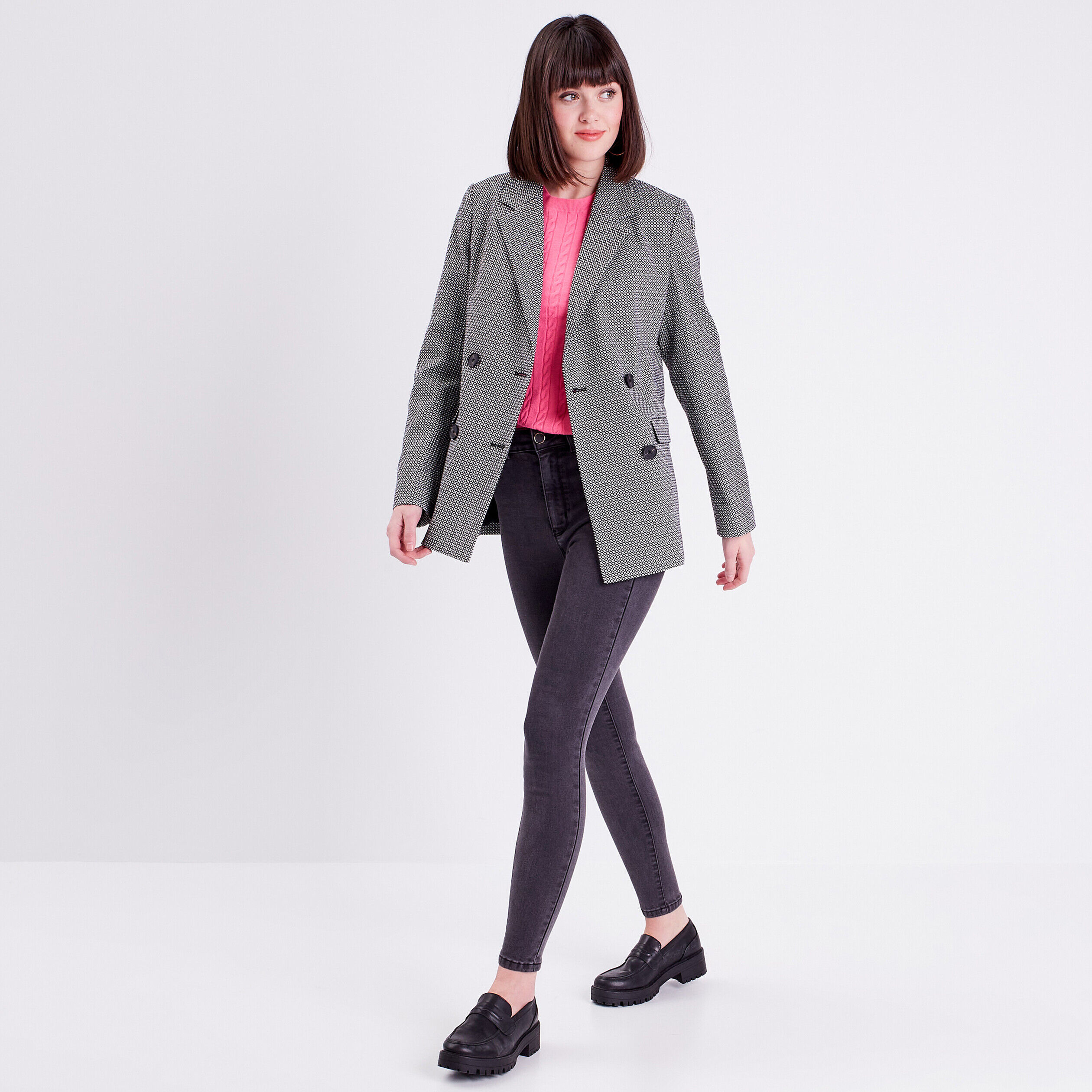 Veste blazer boutonnée noir femme | Cache Cache