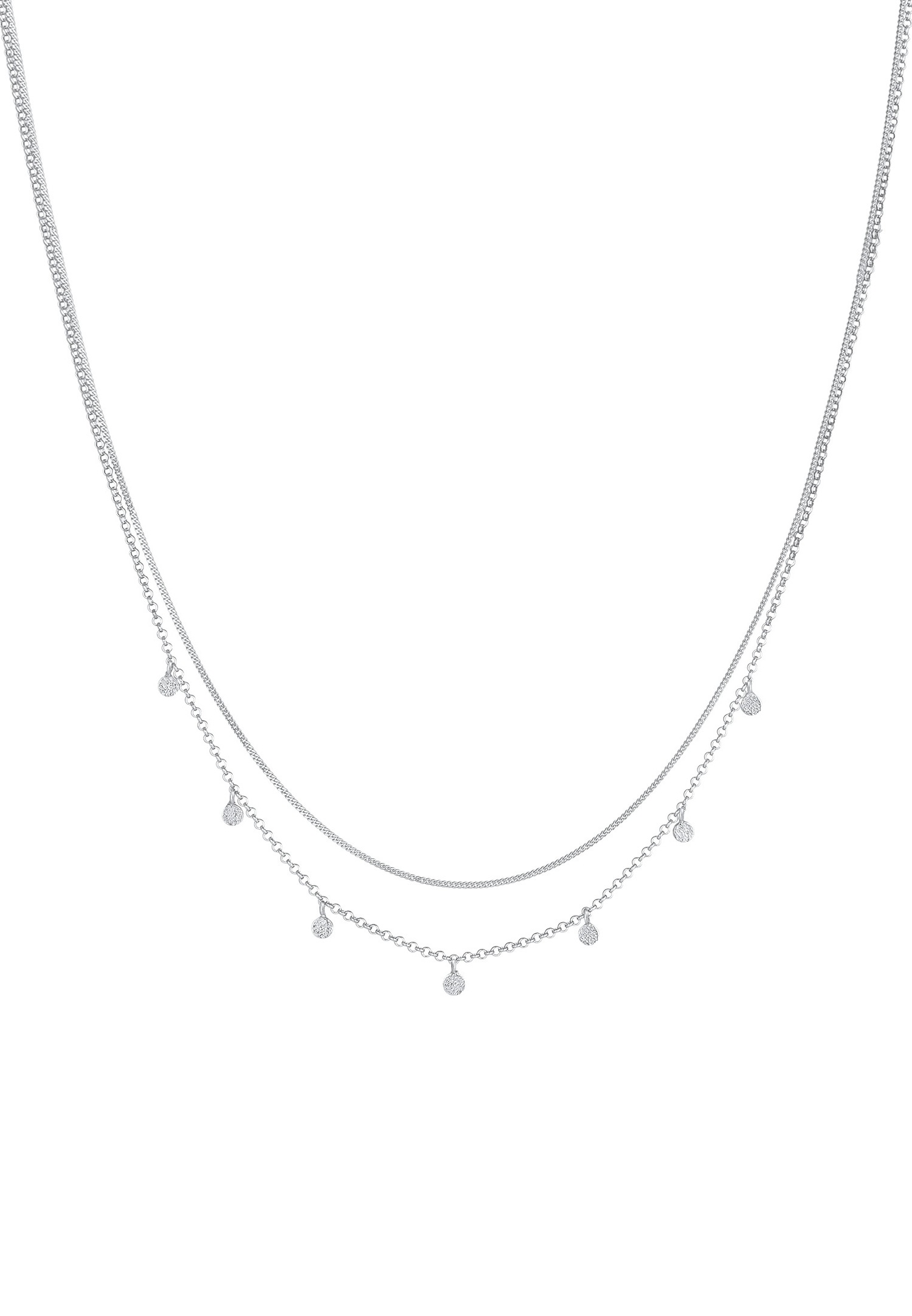 Ciondolo a placca stratificato da donna Elli, martellato, stile trendy da blogger, in argento sterling 925