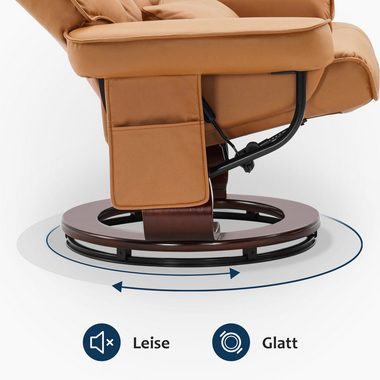 MCombo Relaxsessel MCombo Relaxsessel mit Hocker 9076, Drehbare Fernsehsessel mit Liegefunktion, mit Kissen & Seitentasche
