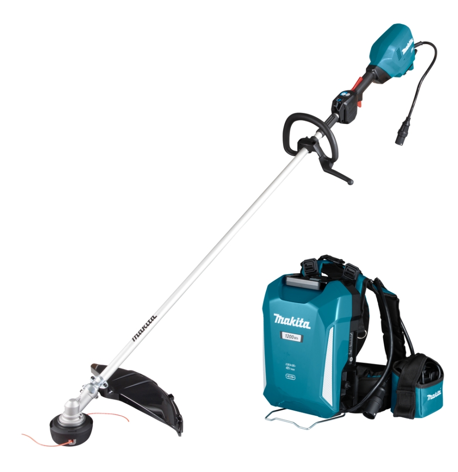Makita UR201CX1 Bezprzewodowa podkaszarka spalinowa z uchwytem D, 36 V, w zestawie akumulator plecakowy PDC1200
