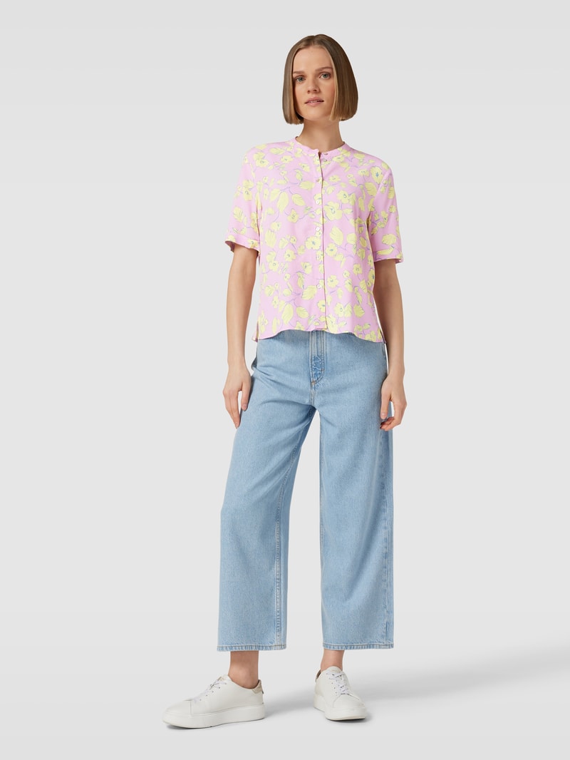 Bluse aus Viskose mit floralem Print in rosa