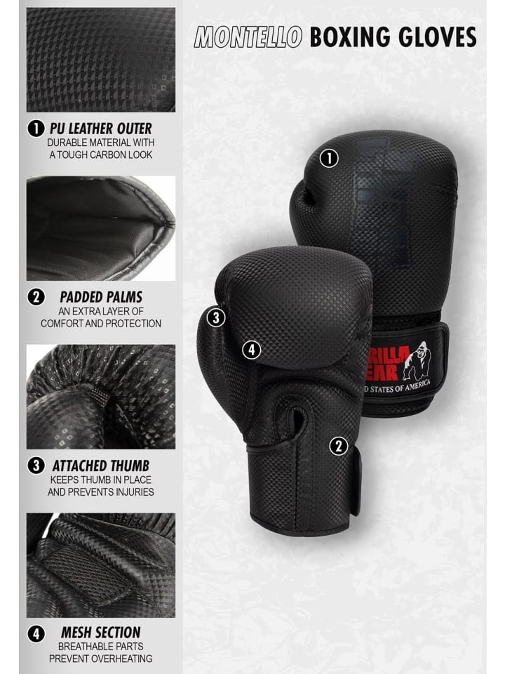 Gorilla Wear Boxhandschuhe - Montello - Schwarz günstig kaufen