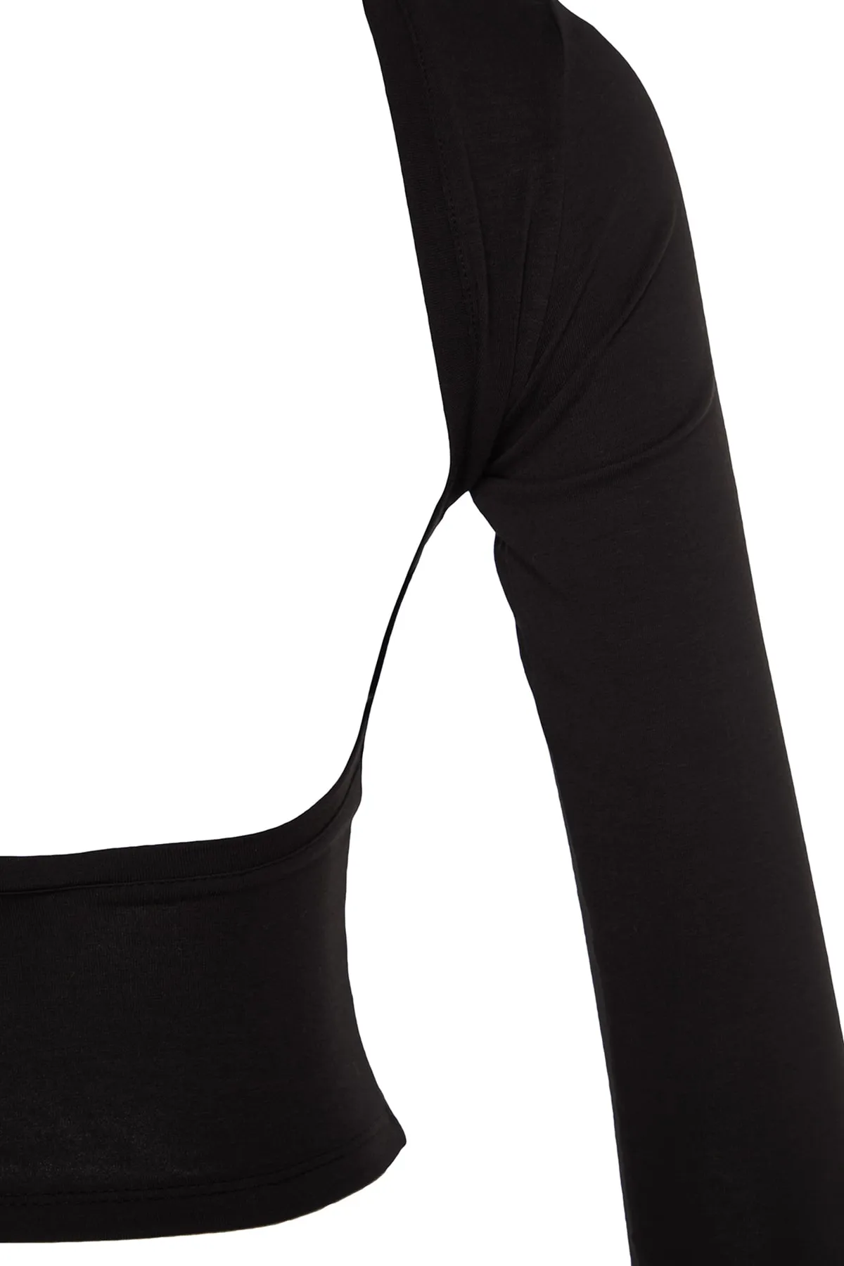 Trendyol Collection  Schwarze, tiefe, rückenfreie, taillierte, dehnbare Strickbluse aus Baumwolle TWOAW24BZ00173