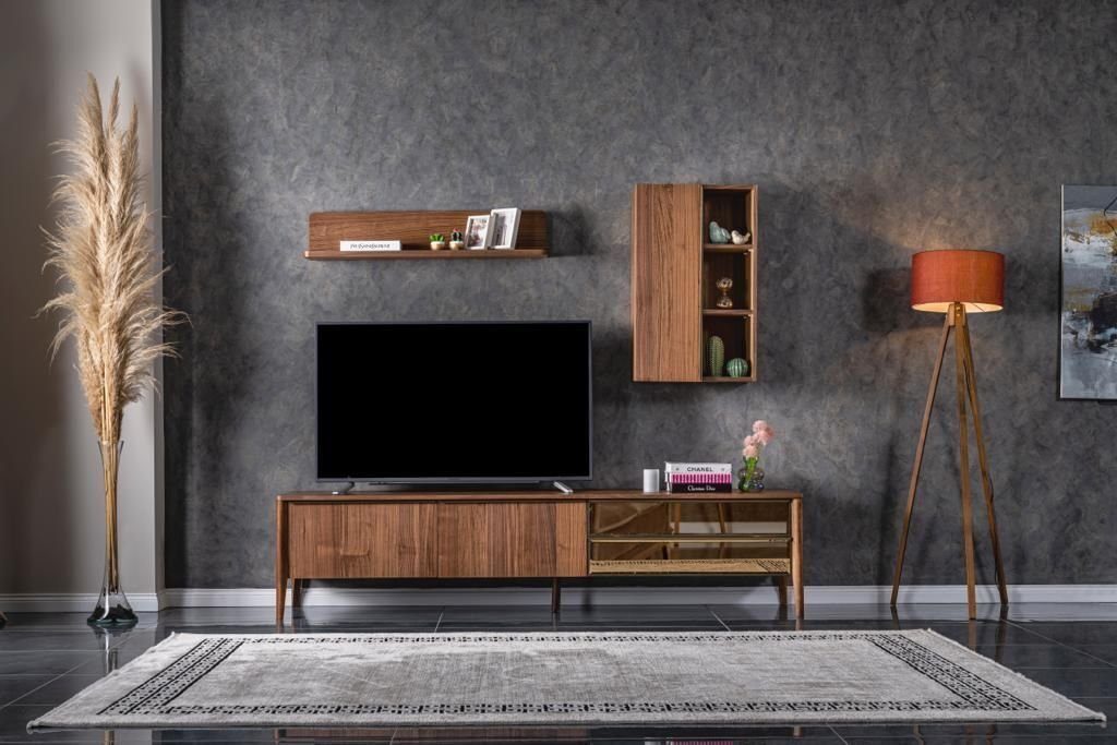 JVmoebel Wohnzimmer-Set rtv Lowboard Wohnzimmer Set tv Ständer Sideboard Regale Wohnwand, (3-St)