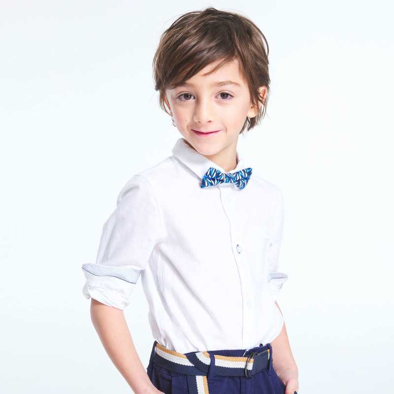 Chemise unie en lin blanche garçon