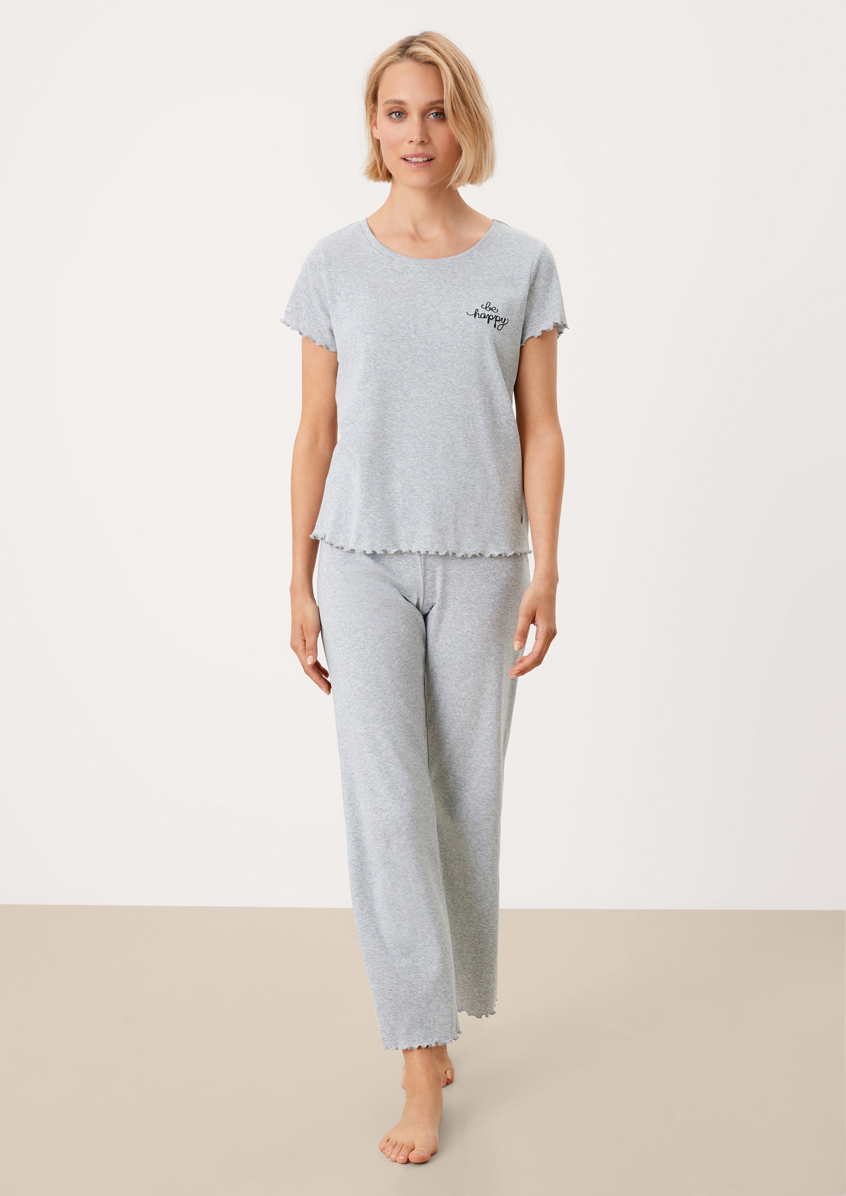 Pyjamashirt mit Wellensaum  6006120-9400