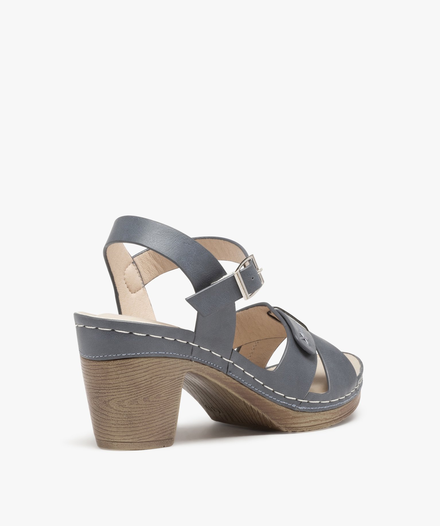 Sandales femme à talon imitation sabot et brides unies marron | GEMO