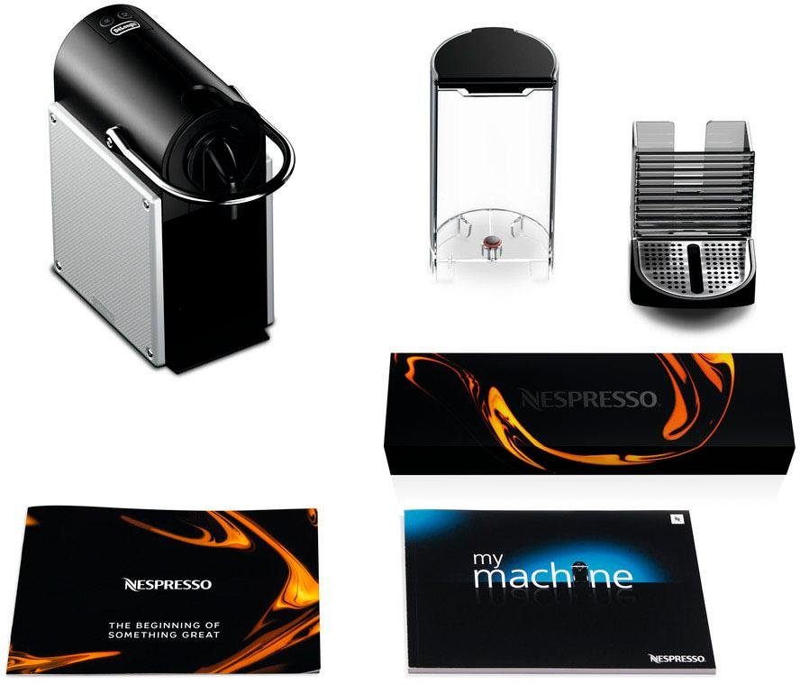 Nespresso Kapselmaschine Pixie EN 124.S von DeLonghi, Silber, inkl. Willkommenspaket mit 7 Kapseln