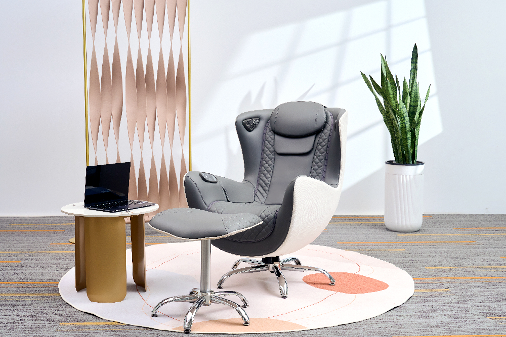 Happy Home elektrischer Massagesessel mit Hocker, Heizfunktion, Lautsprecher & 3D Mechanismus HWP71-GRA grau