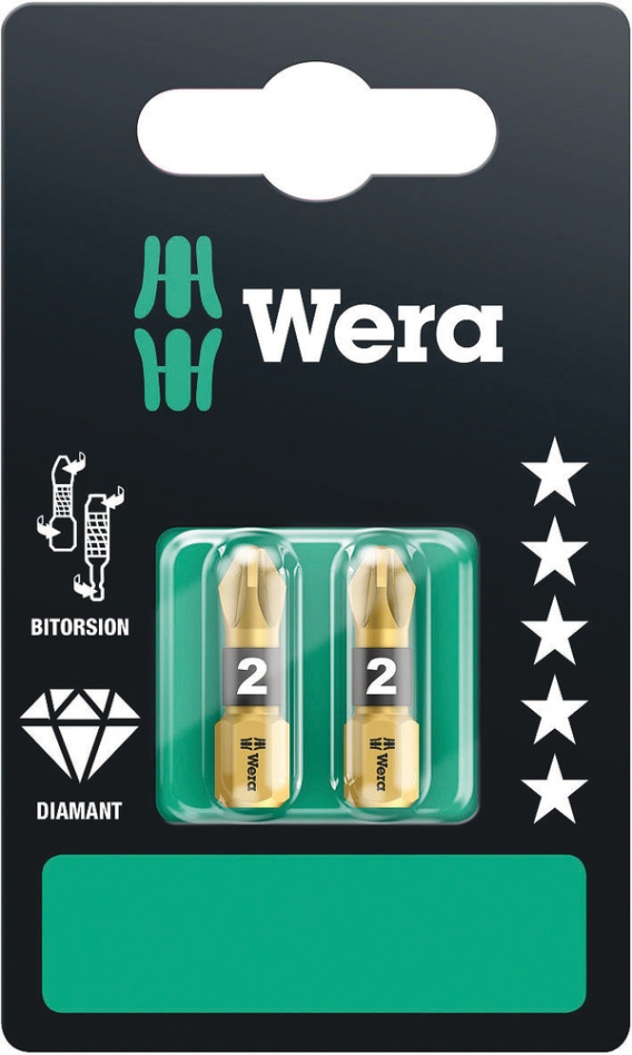 Wera 05073339001 855/1 BDC SB nastavki Pozidrive, PZ 2 x 25 mm, 2-delni