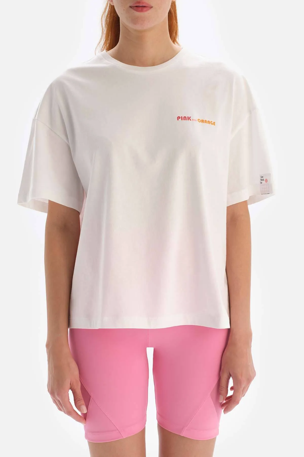 Dagi  Weiß-rosa Damen-T-Shirt mit Court-Aufdruck