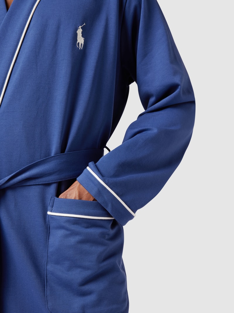 Morgenmantel mit Label-Stitching in marineblau