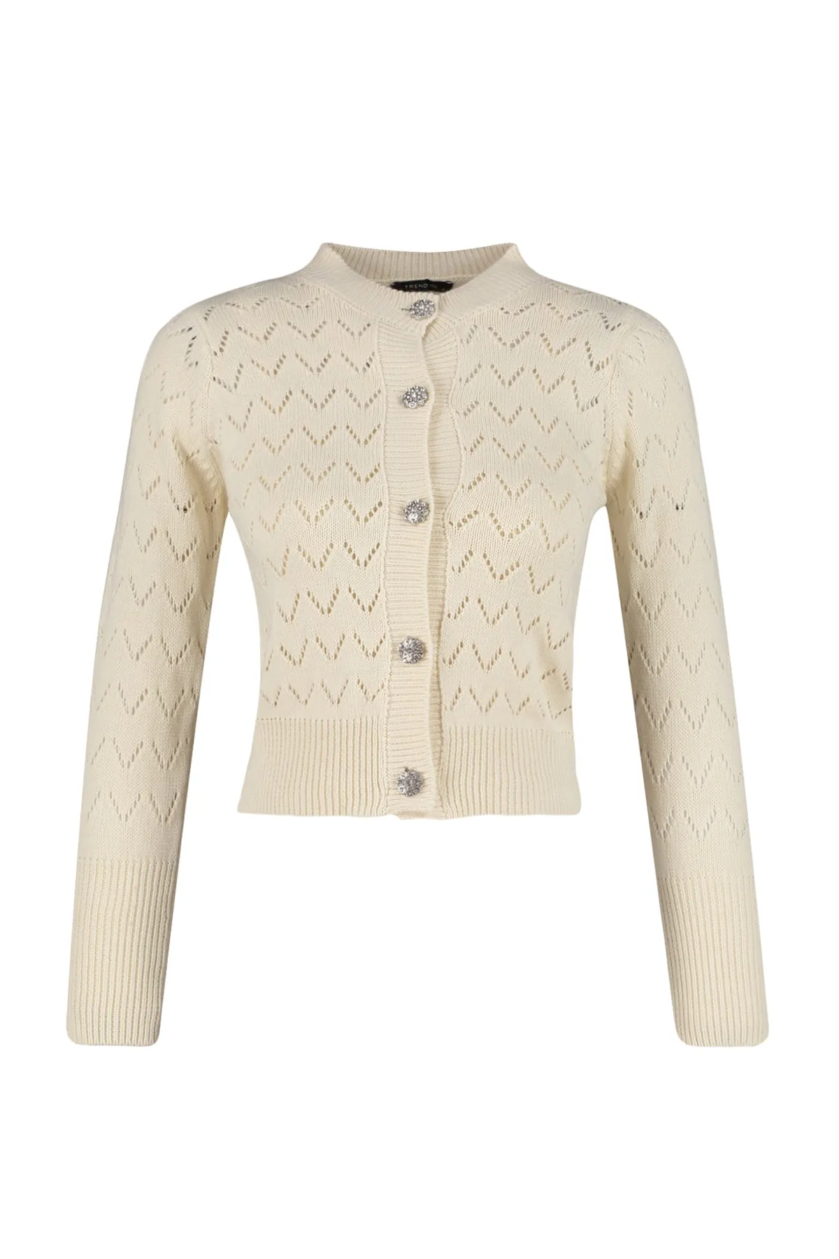 Trendyol Collection  Blusen-Cardigan-Set mit durchbrochenen Löchern und Steinknöpfen TWOSS23HI00000