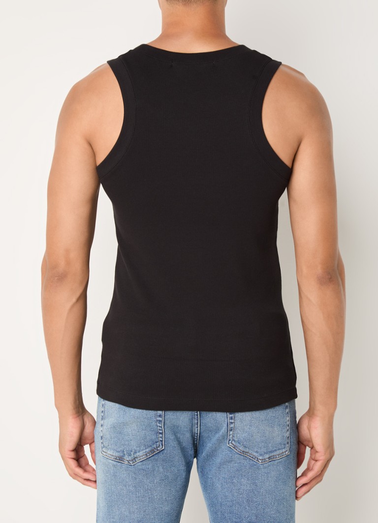 Calvin Klein Prążkowany Top Bez Rękawów Z Logo
