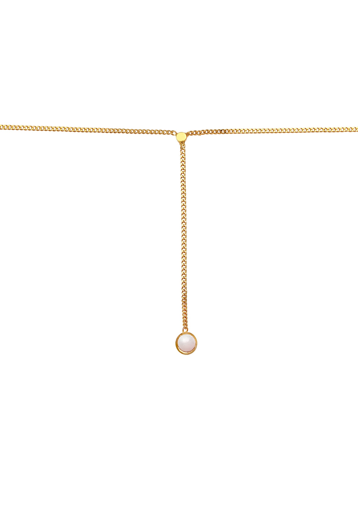 Elli Y-Necklace for Ladies - Rose Solitaire with Quartz in 925 Gold Plated Sterling Silver