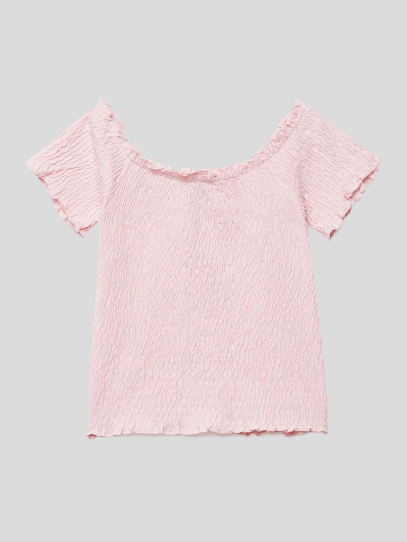 T-Shirt in Smok-Optik in pink