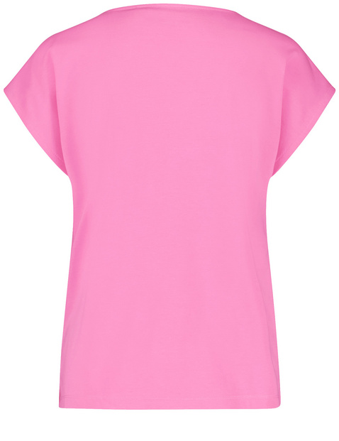 T-Shirt mit Material-Patch und Ziersteinchen