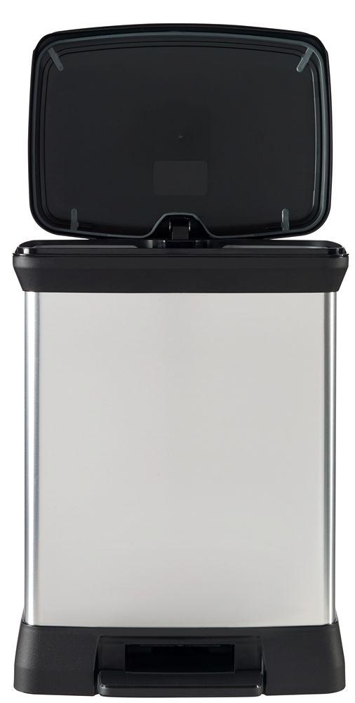 Curver DECOBIN Abfalleimer 30L mit Fußpedal silber metallic
