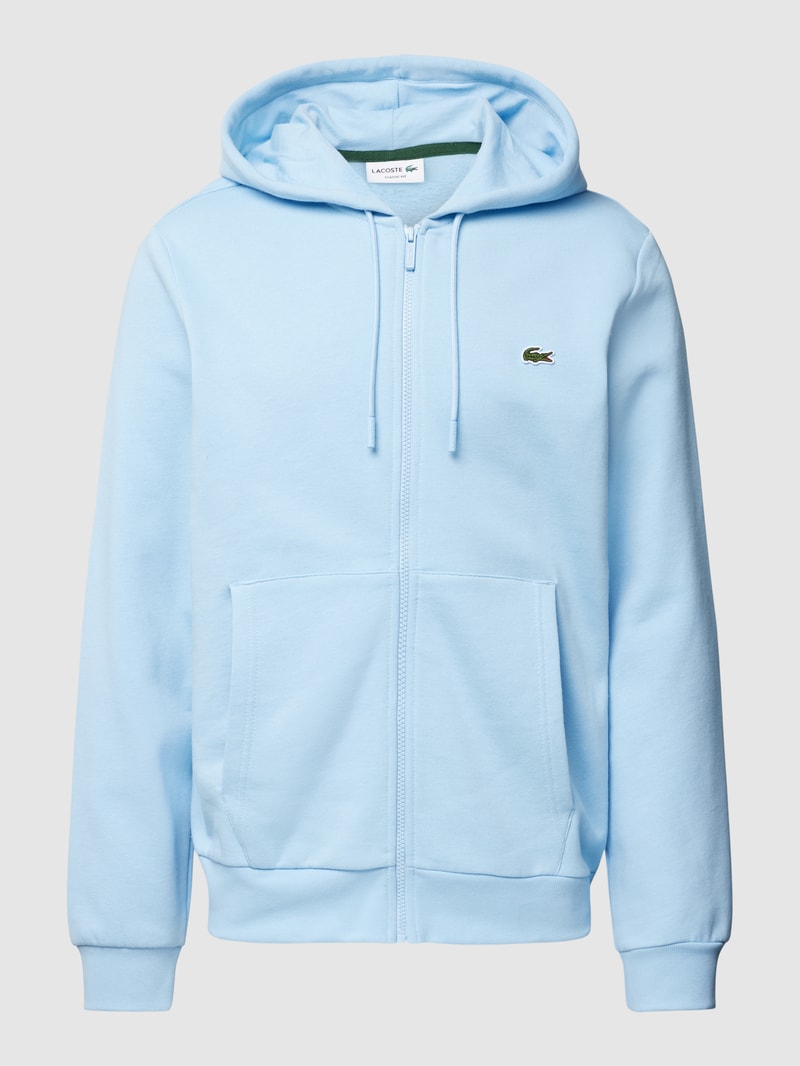Sweatjacke mit Logo-Stitching in hellblau