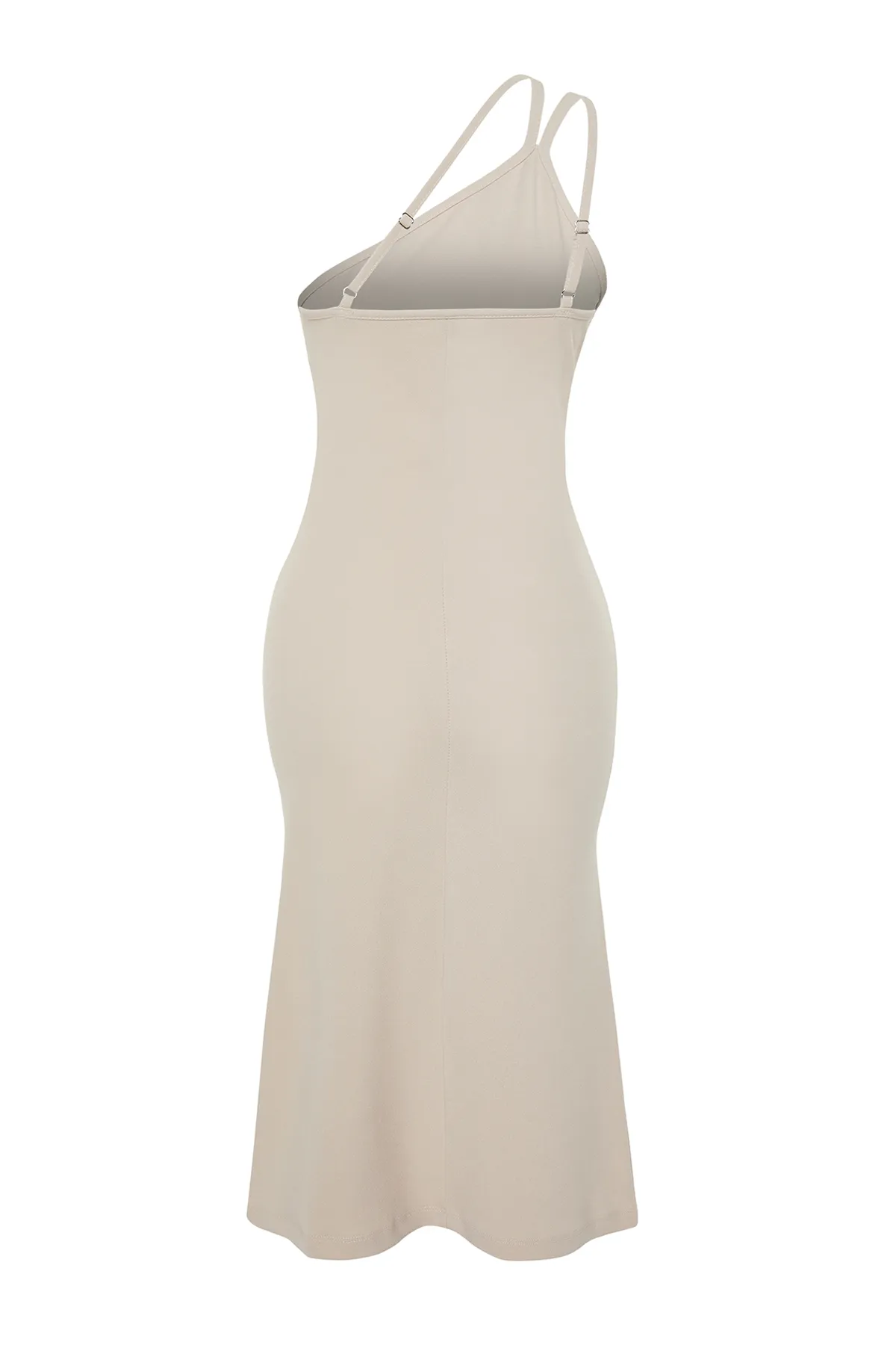 Trendyol Collection  Tailliertes Midi-Strickkleid aus Krepp mit steinernen Trägern TWOSS23EL02303