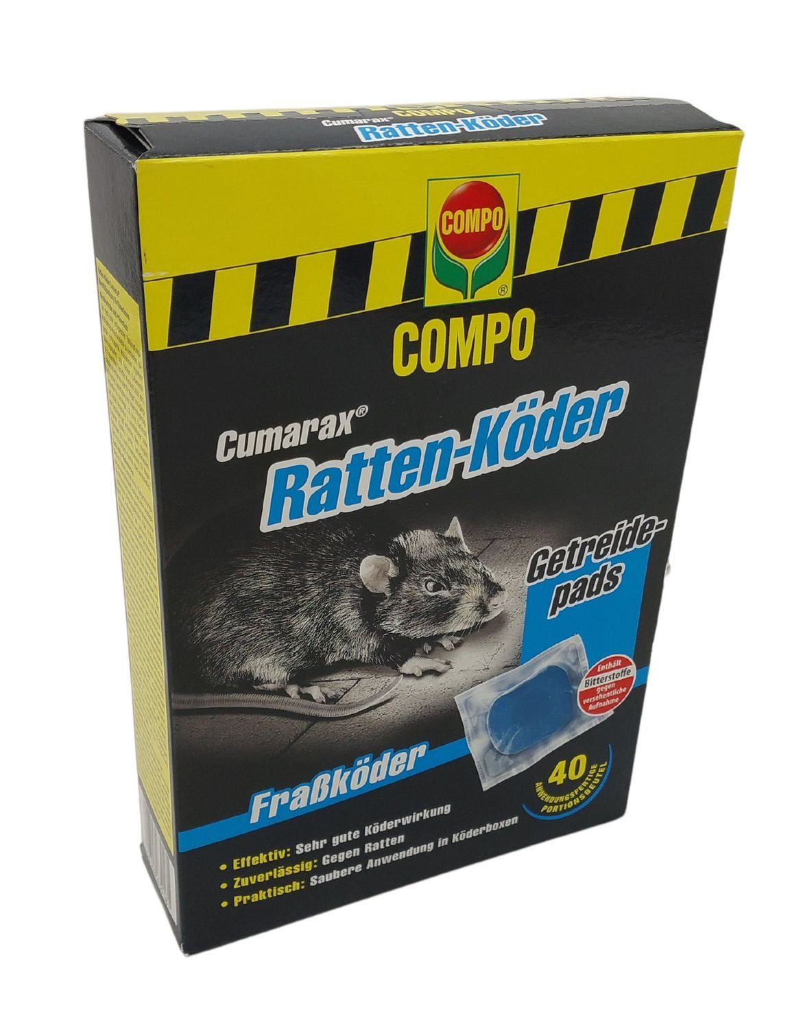 Compo Gift-Rattenköder COMPO Ratten-Köder Portionsköder 40x10g Rattengift Getreidepads 400g